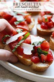 Bruschetta With Tomatoes Basil And Balsamic Vinegar Vegetarian Finger Food No Cook Appetizers Cooking Recipes
