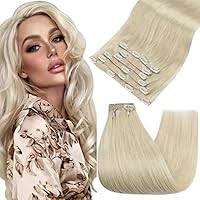 Fshine Clip In Hair Extensions Platinum Blonde Clip Hair Extensions Human  Hair 7 Pcs 100 Gram Straight Remy Hair Extensions Clip Ins 22 Inch Double  Weft Clip In Hair : Buy Online