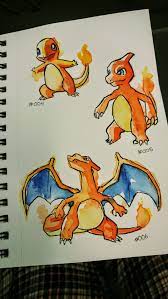 004 Charmander 005 Charmeleon 006 Charizard Pokemon Painting Charizard Art Pokemon Sketch This is my favorite composition of the three, maybe. 006 charizard pokemon painting