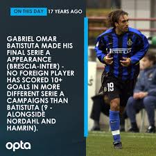 Not finding what you're looking for? Optapaolo Sur Twitter 17 Onthisday In 2003 Gabriel Omar Batistuta Made His Final Serie A Appearance Brescia Inter No Foreign Player Has Scored 10 Goals In More Different Seriea Campaigns