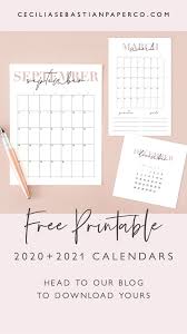Freebie 2020 2021 Calendars Ceciliasebastianpaperco Com In 2020 Free Printable Stationery Calendar Printables Planner Printables Free
