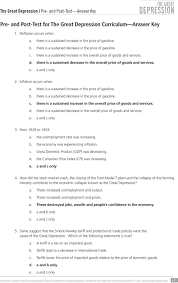 Many people believe the great depression began with the stock market crash of a main cause of the great depression was overproduction. Pre And Post Test For The Great Depression Curriculum Answer Key Pdf Free Download