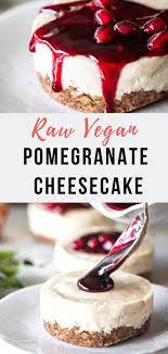 No Bake Vegan Vanilla Bean Pomegranate Mini Cheesecakes Recipe Vegan Christmas Desserts Vanilla Cheesecake Recipes Mini Cheesecakes