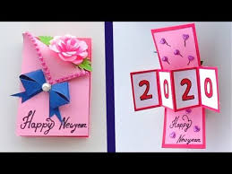 For inspirational and impeccably seamless new year greetings card design, make sure you choose the right color combination and distinctively written. How To Make Happy New Year Card 2020 New Year Greeting Cards Latest Design Handmade Yout New Year Cards Handmade New Year Wishes Cards Card Design Handmade