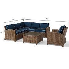Crosley cruiser zum kleinen preis hier bestellen. Crosley Bradenton 5 Piece Wicker Patio Sectional Set In Brown And Navy Ko70021wb Nv