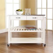It can also be used as a pantry, island, additional counter space, or an area for your microwave. Crosley 2 Drawer Stainless Steel Top Kitchen Cart In White Kf30052wh