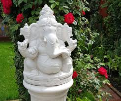 Stone outdoor sitting ganesh elephant buddha garden statue ornament sculpture. Ganesh Large Round Fluted Plinth Stone Garden Ornaments Garden Statues In Uk