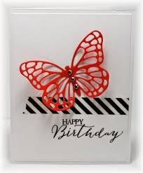 Black And White Striped Butterfly With Red Scrappin And Stampin In Gj Simple Cards Handmade Greeting Cards Handmade Simple Cards