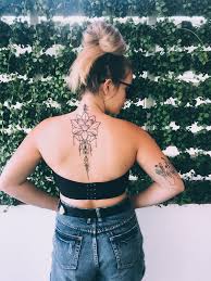 Lotus Flower Female Back Tattoo Back Tattoo Women Spine Tattoos For Women Tattoos For Women Flowers