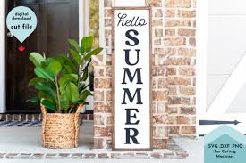 Download Hello Summer Vertical Porch Sign Svg Cut Graphic By Lettershapes Creative Fabrica