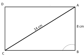 The formula for the area of a triangle is 1 2 base × height 1 2 b a s e × h e i g h t, or 1 2 bh 1 2 b h. If The Width Of The Rectangle Abcd Is 8 Cm And The Length Of Diagonal Line Ac Is 14 Find The Length Of Rectangle Abcd Study Com