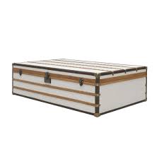 There are nested, chest or drawer options, crafted from wood or glass. Voyager Trunk Coffee Table Aged White