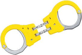 When needing to restrict a suspect's movement, law enforcement officers utilize chained handcuffs, hinged handcuffs and even rigid steel handcuffs. Asp Identifier Hinge Handcuffs Steel Yellow Knifecenter 56112