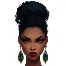 Ritratto Glamour Di Una Donna Fiduciosa Con Pelle Marrone Profonda E  Caratteristiche Audaci, Cliplart Per Trucco Carino, Png Di Clipart Per  Capelli Neri, Clipart Per Trafigge Immagine PNG e clipart per il