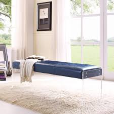 The clear acrylic legs offer the. Envy Antique Blue Leather Acrylic Bench Tov Furniture