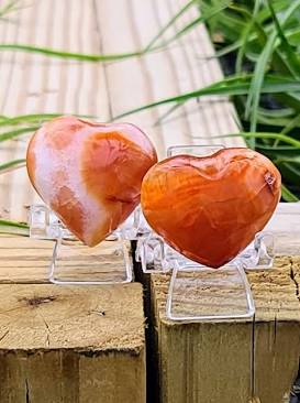 Polished Carnelian Crystal Hearts, AI generated