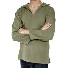 Vermers Mens Cotton Linen Hooded Pullover Tops Casual Loose
