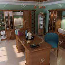 3d Render Interior Of Luxury Classic Study Room Stock Photo Picture And Royalty Free Image Image 7712003