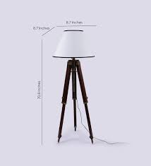 Tripod floor lamp steel pine wood finish height adjustable home office grey. White Wooden Base Tripod Floor Lamp Antikcart