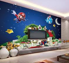 Non Woven Behang Ruimte Super Mario Muurschildering Wallpaper Papel De Parede Muur Sticker Fabriek Direct20152535 Wallpapers Chi Mario Room Wallpaper Kids Room