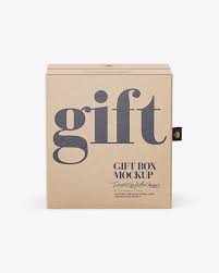 Kraft Gift Box Mockup Front View In Box Mockups On Yellow Images Object Mockups Box Mockup Mockup Psd Psd Mockup Template