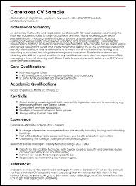 Caretaker Cv Example Myperfectcv