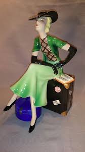 New, vintage and antique art deco models and figurines. Exceedingly Rare Art Deco Goldscheider Wien Dakon Female Sitting On Hat Box Rare Art Deco Art Deco Furniture Deco