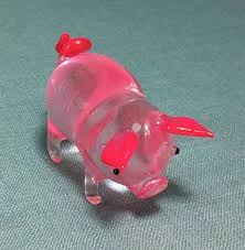 Hand Blown Glass Pig Pork Piglet Animal Cute Transparent Pink Figurine Statue Figure Decoration Tiny Collectible Small Pig Painting Glass Blowing Pig Figurines