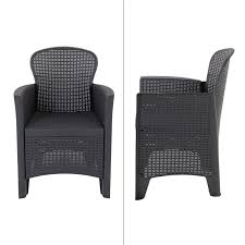 Is there a white product available in plastic patio chairs? Garden Furniture Set 3 Piece Polypropylene Graphite In Rattan Look