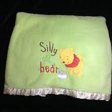This security blanket measures approximately 23 x 23 in size. Disney Winnie The Pooh Green Silly Old Bear Plush Baby Blanket Plush Baby Blankets Winnie The Pooh Blanket Baby Blanket