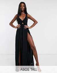 The brand's commitment to expert craftsmanship endures, with each piece using materials such as synthetic. Asos Design Tall Tie Back Beach Maxi Dress With Twist Front Detail In Black Asos