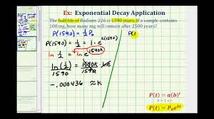 Exponential Decay App Y Ae Kt Given Half Life Youtube