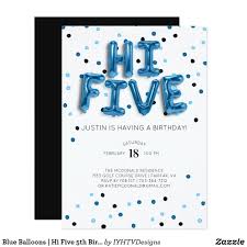 5th Birthday Birthday Wishes For My Son Turning 5 Blue Balloons Hi Five 5th Birthday Invitation Zazzle Com Birthday Invitations Birthday Cards For Boys Birthday Party Invitations