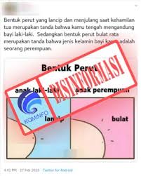 Katanya ibu hamil yang hanya ngidam makanan manis dan bentuk perutnya lebih menonjol di atas tandanya hamil anak perempuan. Kementerian Komunikasi Dan Informatika