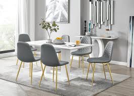 Ending 7 jun at 6:17pm bst. Imperia White Gloss Dining Table 6 Gold Leg Chairs Furniturebox