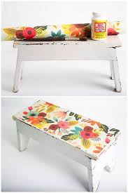 Decorate A Wooden Stool With Paper Mod Podge Rocks Decoupage Furniture How To Antique Wood Cool Diy Projects