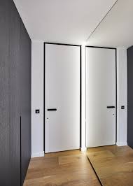 Modern White Interior Door With A Black Door Frame And Handle Custom Made By Anywaydoors Doors Interior Modern Doors Interior Glass Doors Interior