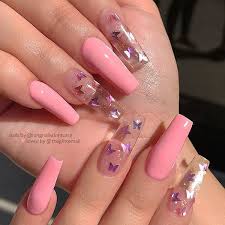 Nail Art Design Inspired Beauty Pink Acrylic Nails Transparent Nails Summer Acrylic Nails Makartt 500pcs coffin nails clear ballerina false tips long full cover acrylic.