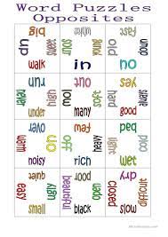 Some of them are available in both lowercase and uppercase, or in black line illustrations to color in. Word Puzzle Opposites English Esl Worksheets For Distance Learning And Physical Classrooms