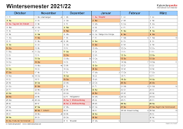 Für studierende, die im sommersemester 2021 immatrikuliert und nicht beurlaubt sind, werden die fristen für die erbringung der. Semesterkalender 2021 22 Fur Pdf Zum Ausdrucken