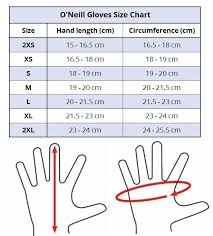 oneill gloves size chart skatepro