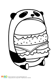 Dessin de chien hugo l escargot. Coloriage Le Burger Du Panda En Mode Kawaii En Ligne Gratuit A Imprimer