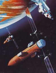 Humanoidhistory Early 1980s Martin Marietta Concept Art Shows A Space Station Built Using External Fuel Tanks From A Space Art Spaceship Art Space Pictures