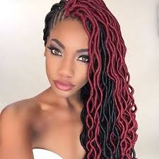 Mixed Black And Burgundy Braids Red And Black Faux Loc Idea In 2020 Hair Styles Natural Hair Styles Braided Hairstyles Updo