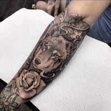 Tattoos For Women Pinterest Tattoosforwomen Wolf Tattoo Sleeve Wolf And Rose Tattoo Tattoo Lobo