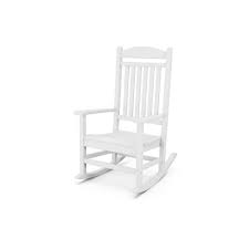 Polywood Grant Park White Plastic Outdoor Rocking Chair R105wh The Home Depot Trex Outdoor Furniture Outdoor Rocking Chairs Plastic Rocking Chair