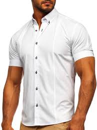 Мъжка елегантна риза с къс ръкав бяла Bolf 5535