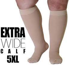 5xl Opaque Mojo Compression Socks For Extra X Wide Calf Lymphedema Bariatric Knee Hi 20 30mmhg Plus Size Ankles Closed Toe Beige Xxxxx L Extra Wide Calf Wide Calf Compression Socks