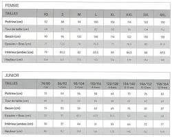 Image de Grille des tailles Ellesse pour femmes