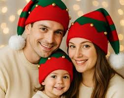 Chapeau elfe rouge et vert unisexe assistant du père Noël bouffon grelots  dorés géants, accessoire de costume de vacances